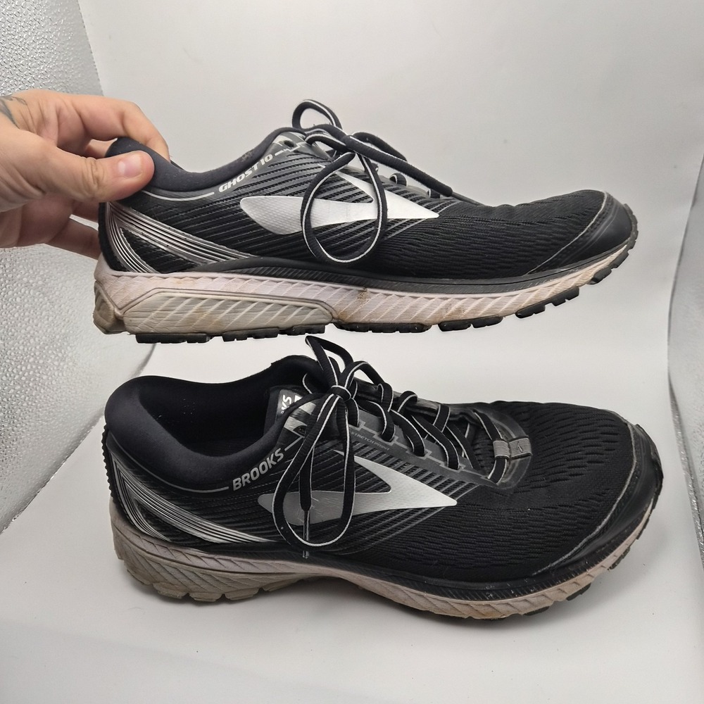 Brooks Ghost 10 Men's Running Shoes Black/Silver Size 10 D - Picture 6 of 9